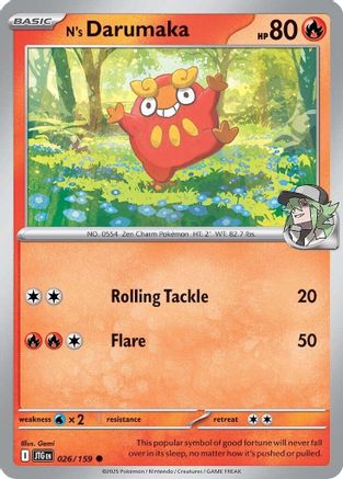 N's Darumaka 026/159  - Reverse Holofoil SV09 Journey Together - Common
