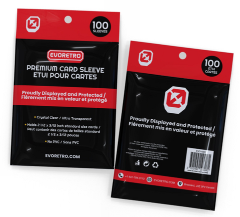EVORETRO Premium Card Sleeves for 2.5x3.5" cards (single pack of 100 sleeves)