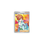 This is the full-art promo card from the box. It showcases Professor Juniper against a flurry of orange and magenta foil coloured background