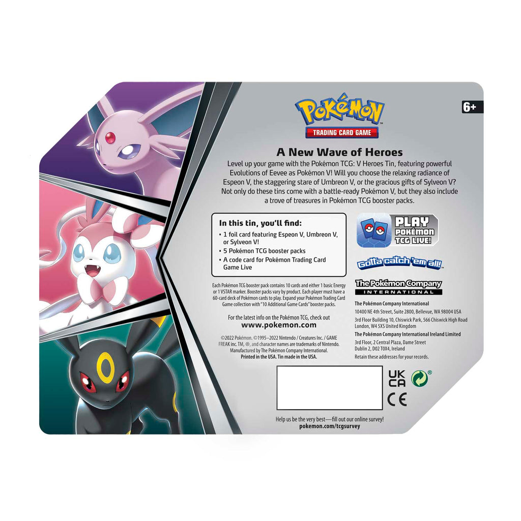 Pokemon TCG: V Heroes Tin (Sylveon, Umbreon, or Espeon)