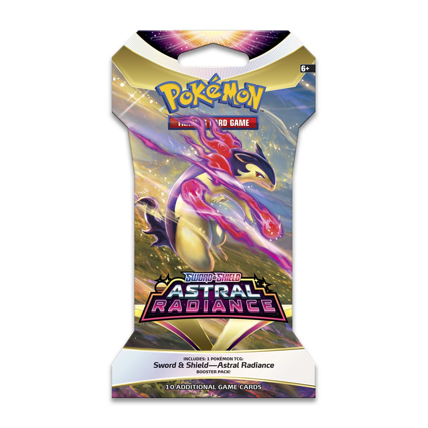 Hisuian Typhlosion pack art - shows a cool looking blue dude with a scarf that appears to be made of pink fireballs