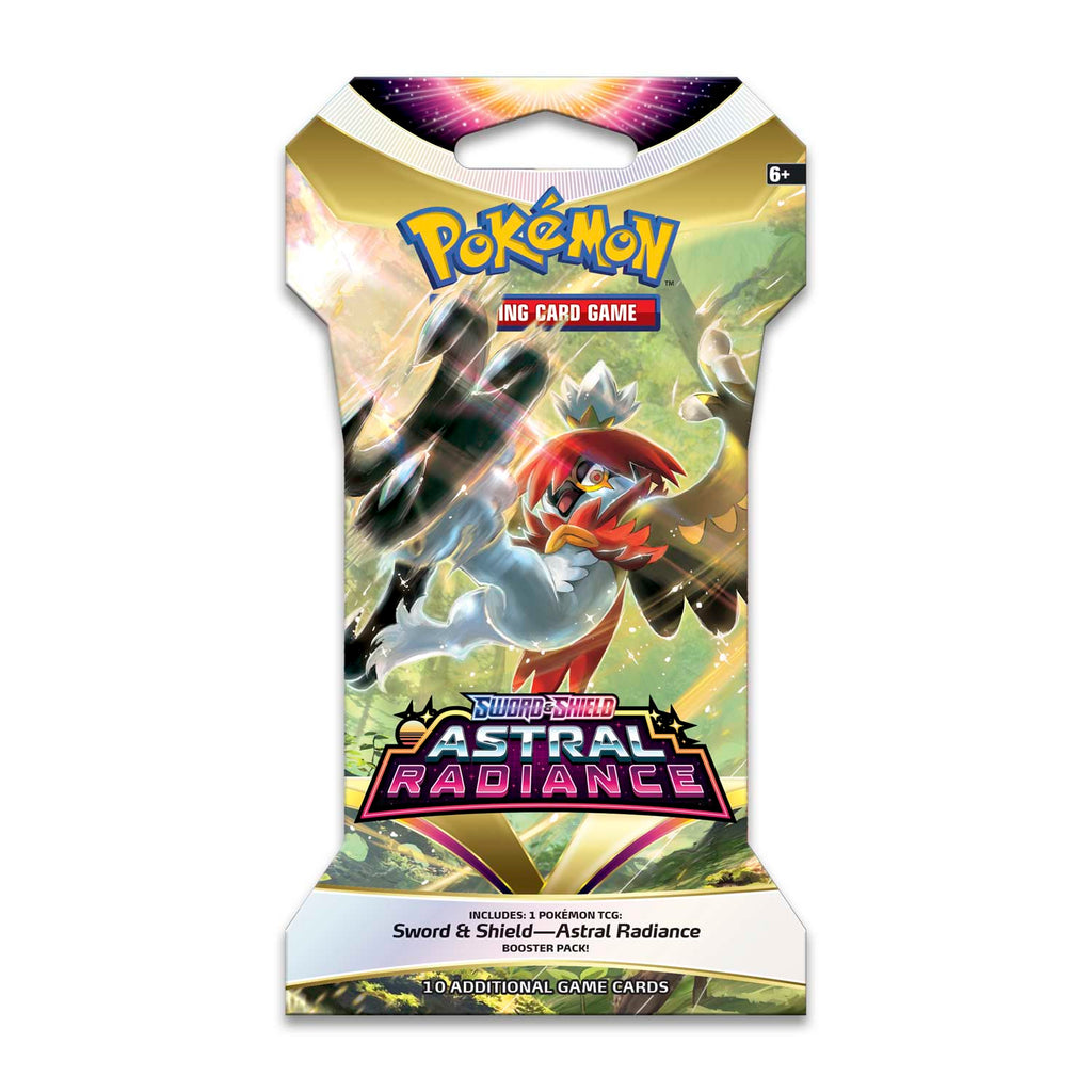 Hisuian Decidueye pack art. This one shows an owl-looking creature wearing a red hat yellow and white hat looking like it got up on the wrong side of the bed.