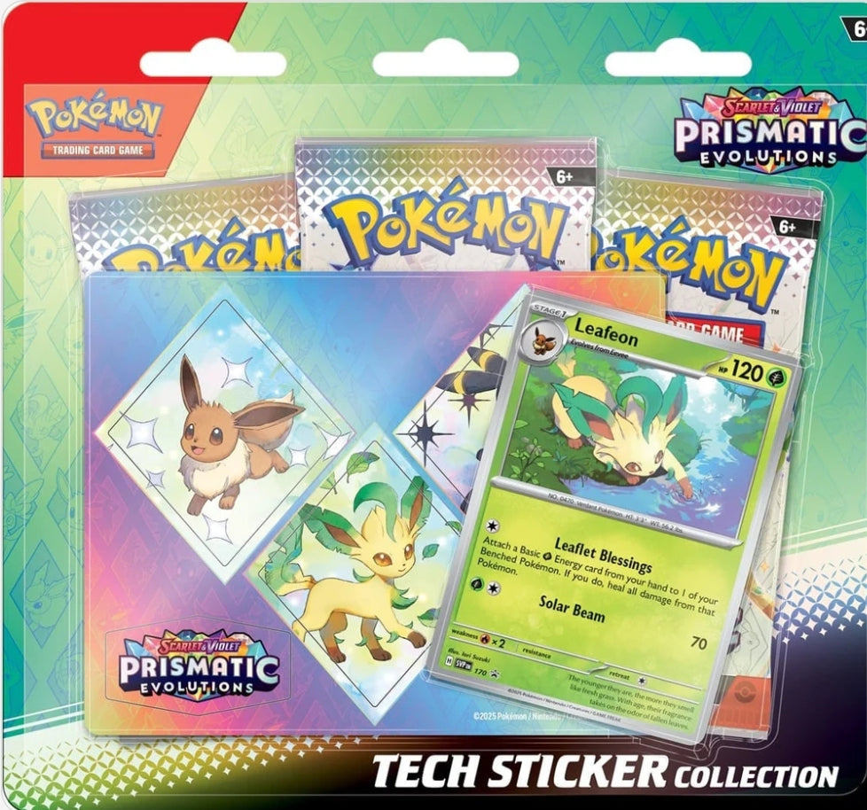 Pokemon TCG: Prismatic Evolutions 3-Pack Tech Sticker (One Random Variant)