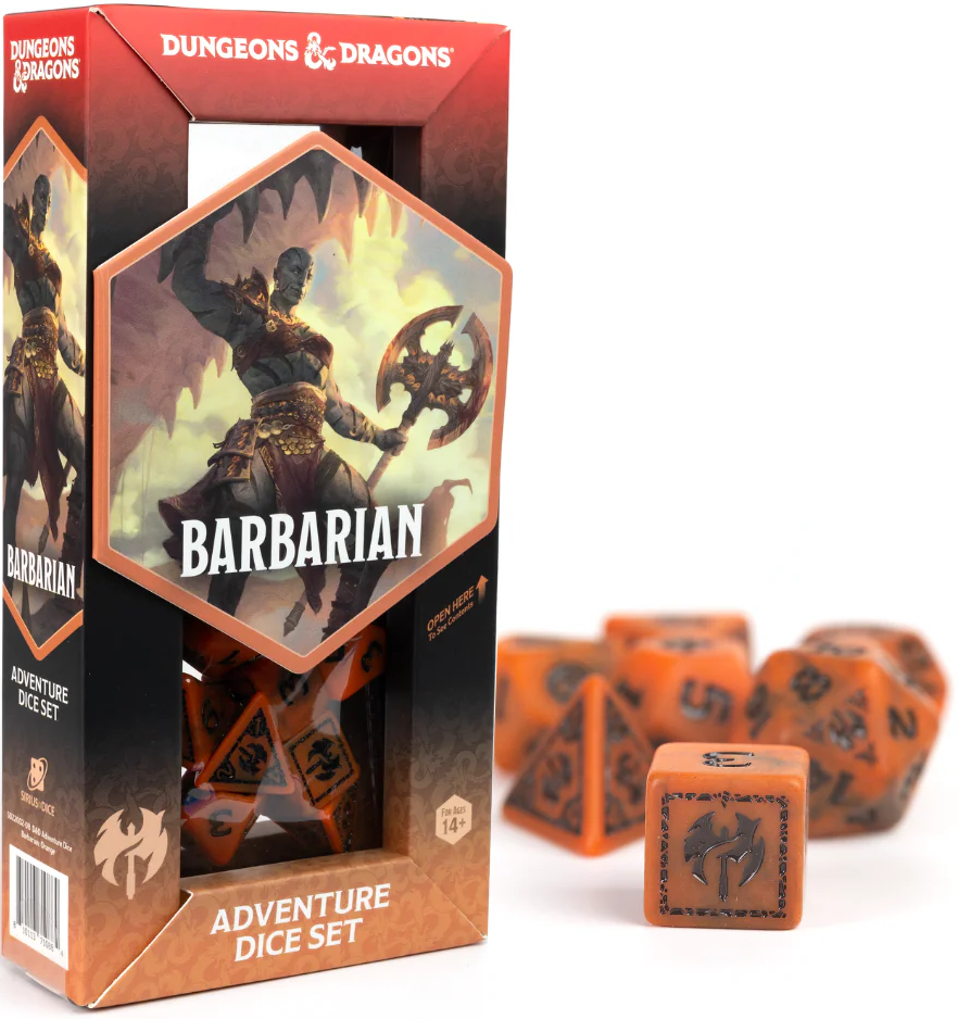 Dungeons & Dragons Adventure Dice by Sirius Dice - Barbarian [Orange]