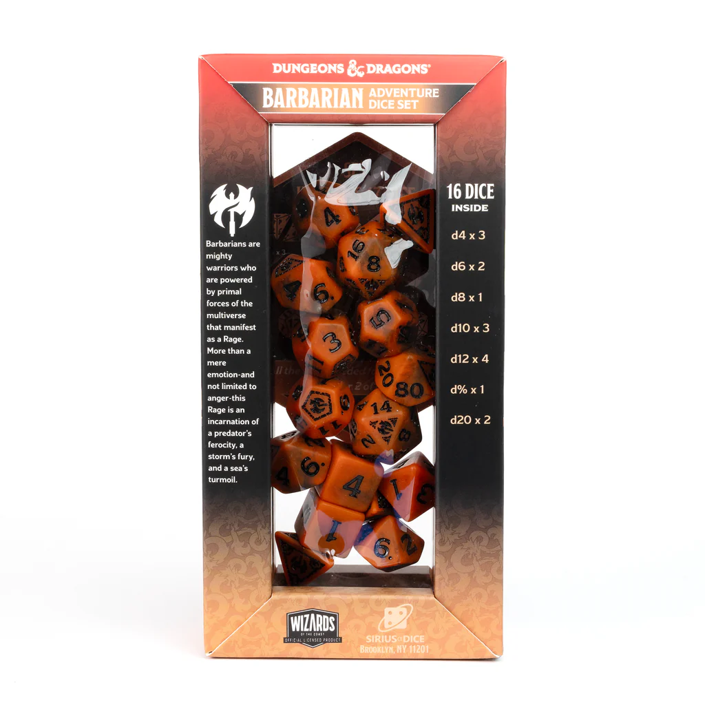 Dungeons & Dragons Adventure Dice by Sirius Dice - Barbarian [Orange]