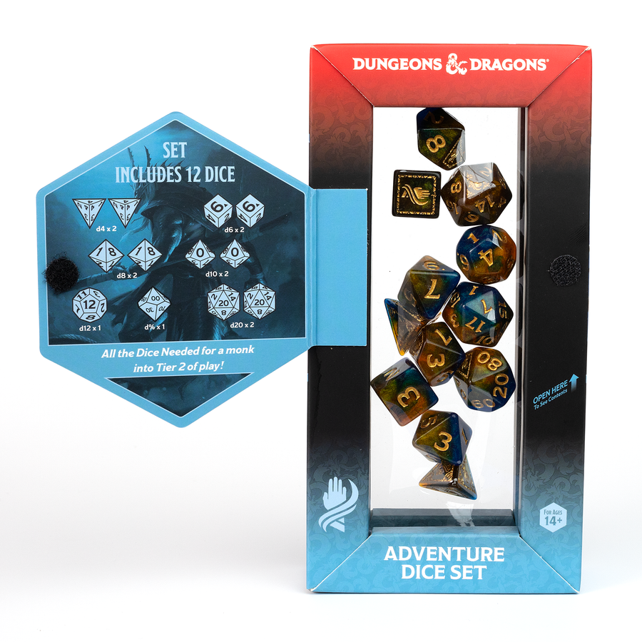 Dungeons & Dragons Adventure Dice by Sirius Dice - Monk: [Blue/Gold]