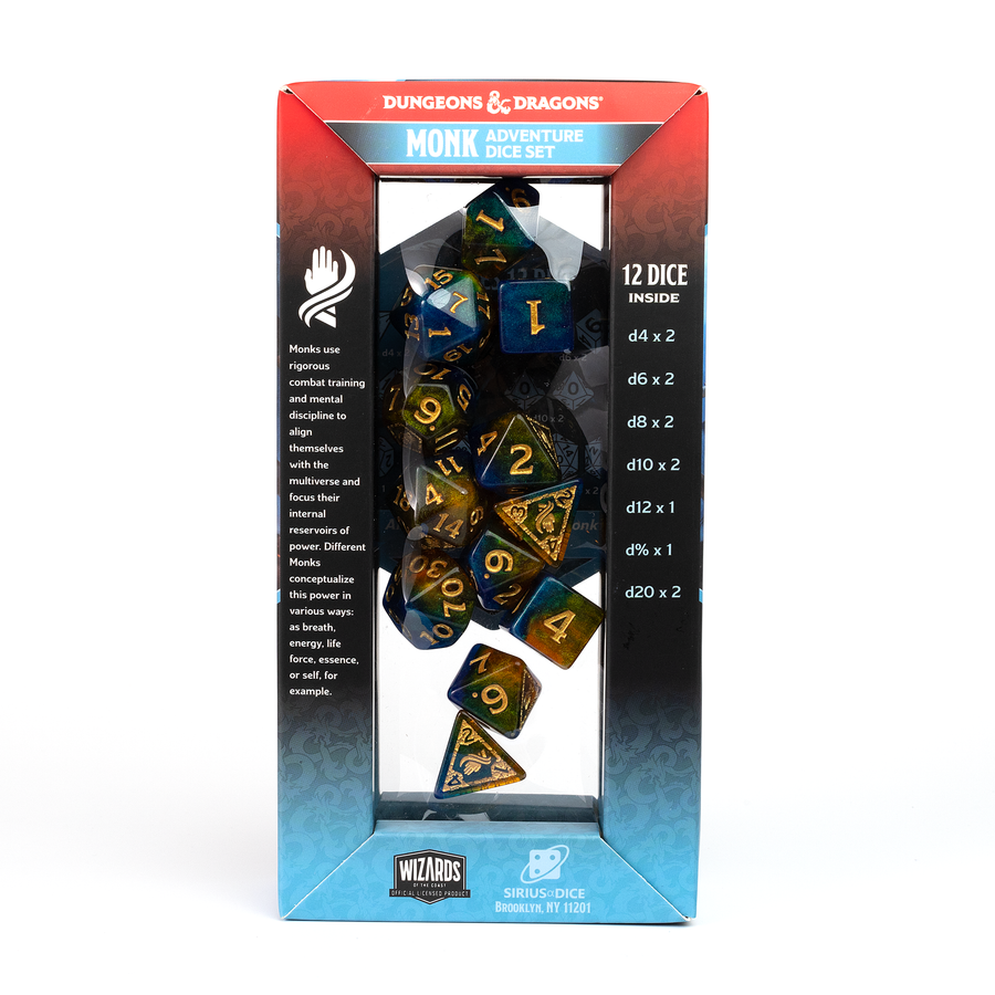 Dungeons & Dragons Adventure Dice by Sirius Dice - Monk: [Blue/Gold]