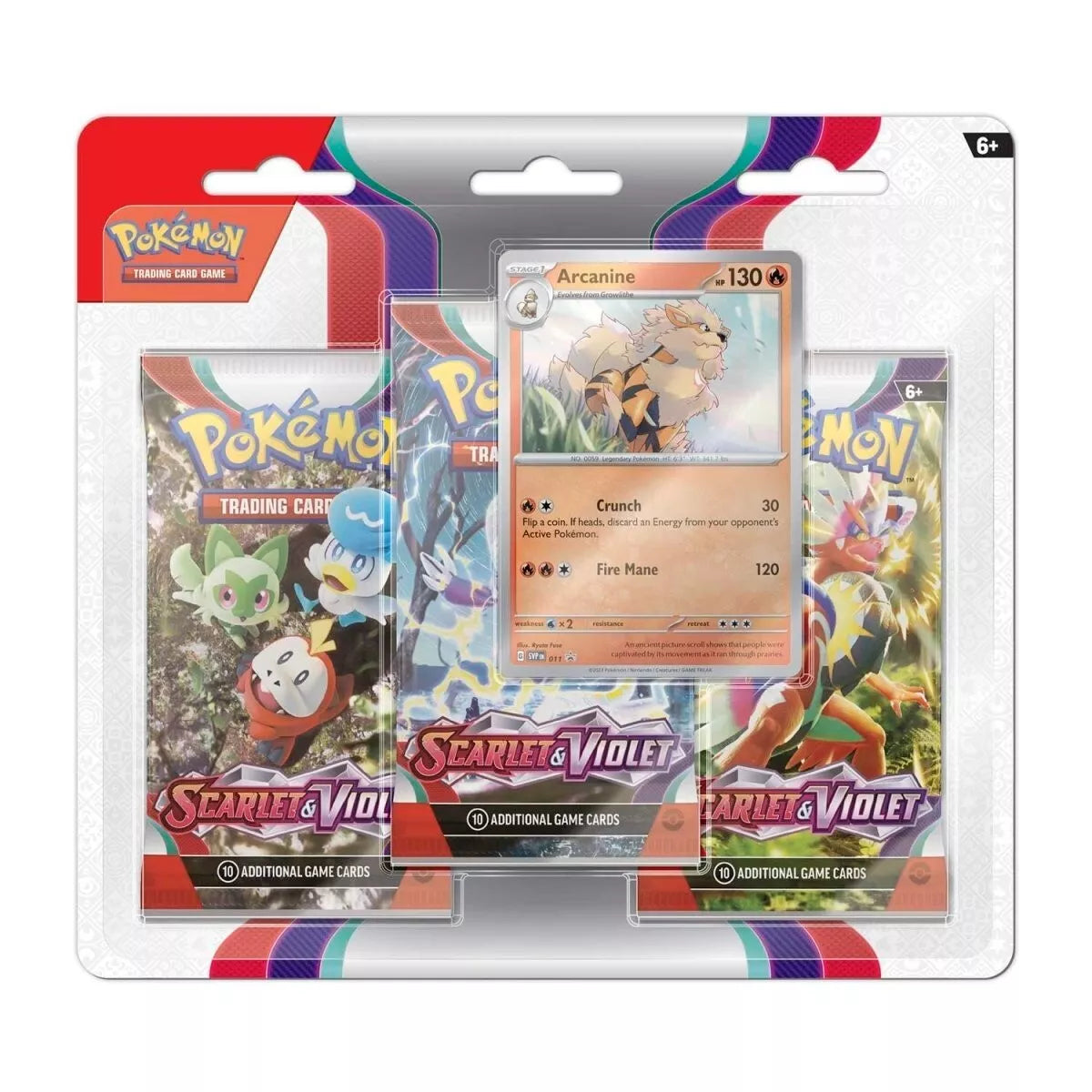 Pokemon TCG: Scarlet & Violet Base Set 3-Pack Blister (Arcanine)